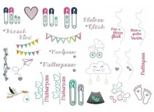 Stickserie - Motive für Mutterpasshüllen & Babygschenke
